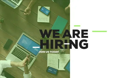 We are hiring, join us today, text animation with white background and image Stock Footage 243451531