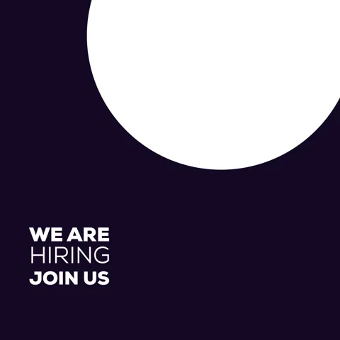 We are hiring, join us today, black background with white sphere Stock Footage 245474008