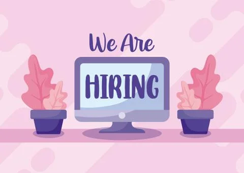 We are hiring message with computer vector design Illustrazione stock