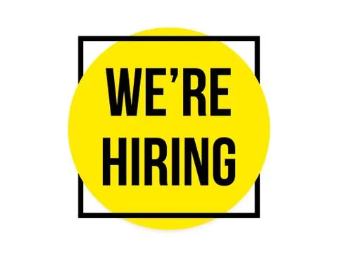 We are hiring message quote in megaphone badge isolated on transparent backgr Illustrazione stock