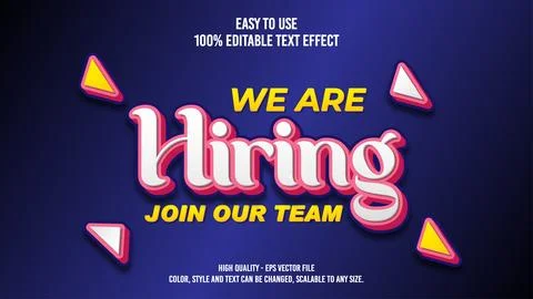 We Are Hiring Modern editable text effect vibrant color. 3D Text effect イラスト素材