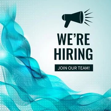We are hiring. Open Vacancy advertisement. Recruiting and human resources des Stock Illustration