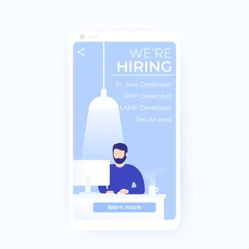 We are hiring software developers, vector banner Stock Illustration