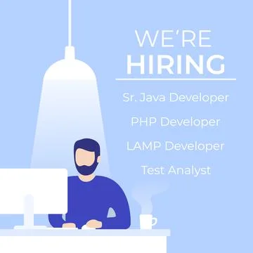 We are hiring software developers, vector banner design Stock Illustration