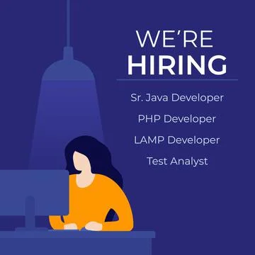 We are hiring software developers, vector banner Stock Illustration