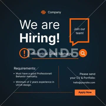 We are hiring technical lead manager job opportunity PSD Template