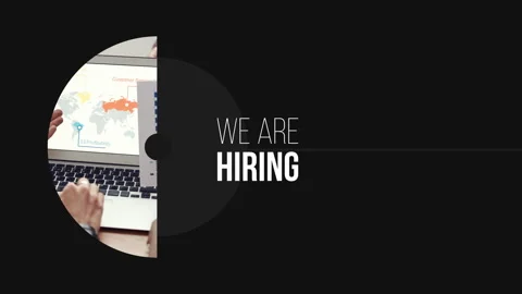 We are hiring, text animation with black background and half circle element Stock Footage 243553994