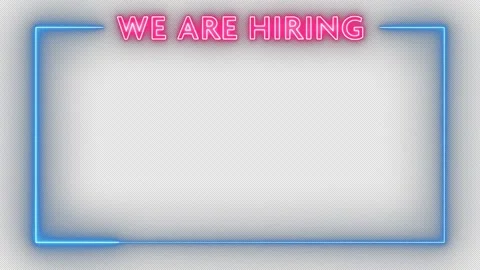 WE ARE HIRING text neon glowing animated effect on alpha transparent backgr.. Stock Footage 307443146