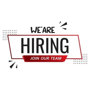 We are Hiring vector design with red and black text effect on white backgroun Illustrazione stock