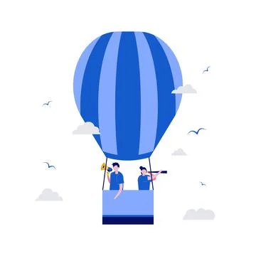 We are hiring vector illustration concept with characters and air balloons... Stock Illustration