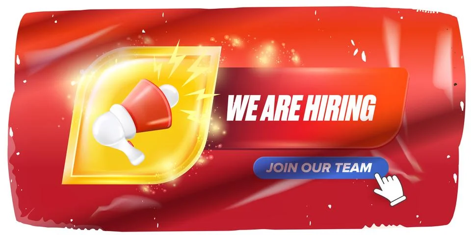 We Are Hiring Vector Megaphone Announcing Job Opportunity, Join Our Team Button Stock Illustration