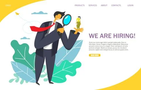 We are hiring vector website landing page design template Stock Illustration