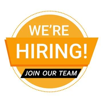 We are hiring vector with white font design on white background inside round  Ilustración de archivo