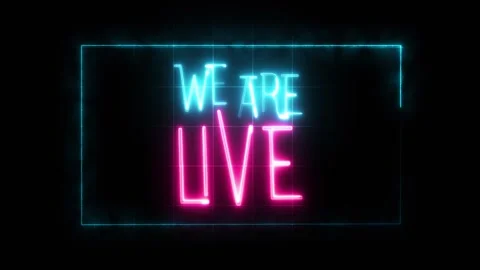 We Are Live Neon Text Podcast Streaming Concept Stock-Footage 306666660