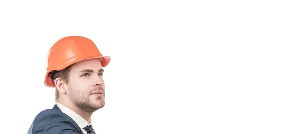 We are made for engineering. Serious engineer portrait. Civil engineer in Stock Photos