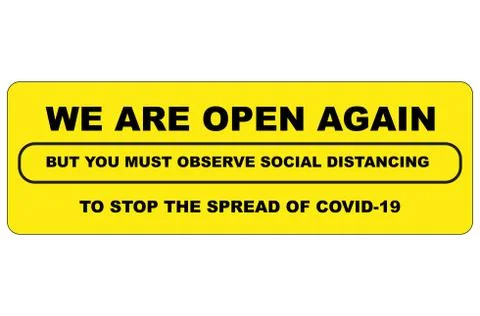 We are open again covid-19 vector sign Stock Illustration