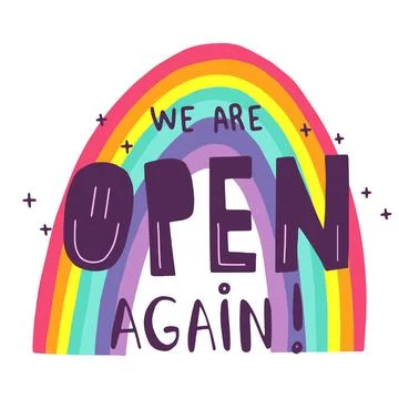 We are open again vector lettering for shops and services quarantine time, .. Stock Illustration