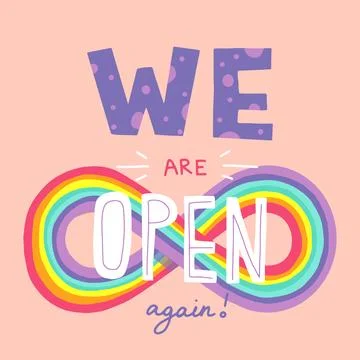 We are open again vector lettering for shops and services quarantine time, .. Stock Illustration