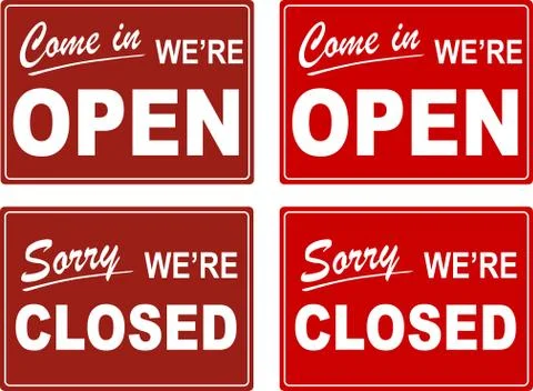 We are Open and Sorry, We are Closed, Shop Door Signs (Vector) Stock Illustration