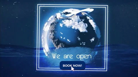 We are open ,book ticket now icon , flying airplane, green screen 2021 Stock Footage 144973334