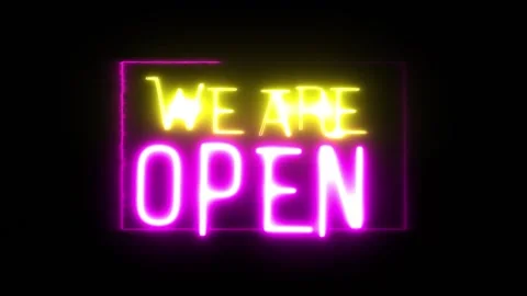 We Are Open Neon Sign Animated Background for Bars Shops Stock Footage 306665360