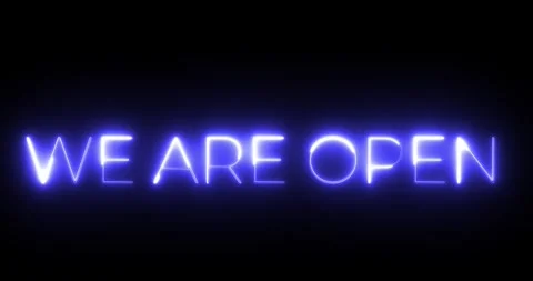 We are open neon text animation Video stock 287401768