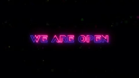 We are Open Now Neon text flickering Animation. Stock Footage 313359623