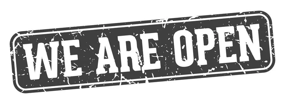 We are open rectangular sign. we are open stamp Illustrazione stock