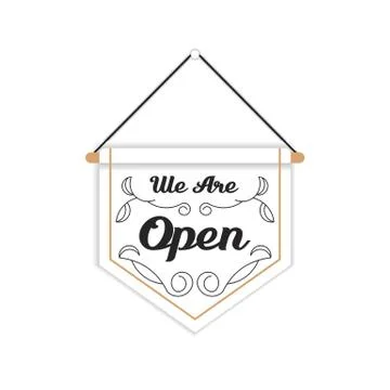 We are open sign vector design for store Illustrazione stock