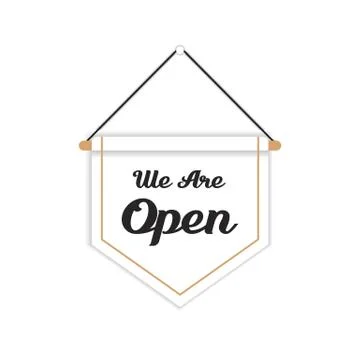We are open sign vector design for store Stock Illustration