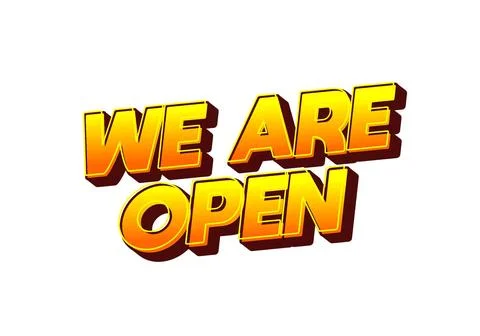 We are open. Text effect in 3D look effect with eye catching colors Illustrazione stock