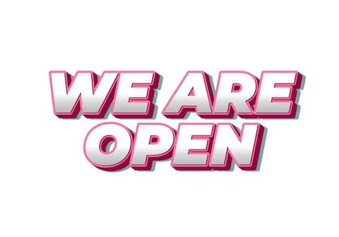 We are open. Text effect in 3D look effect with eye catching colors 스톡 일러스트