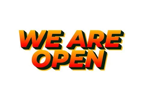 We are open. Text effect in 3D look effect with eye catching colors 스톡 일러스트
