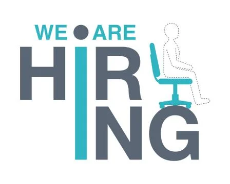 We are re hiring - empty chair and dashed line man Stock-Illustration