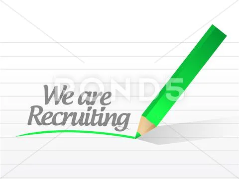 We are recruiting written on a white paper Stock Illustration