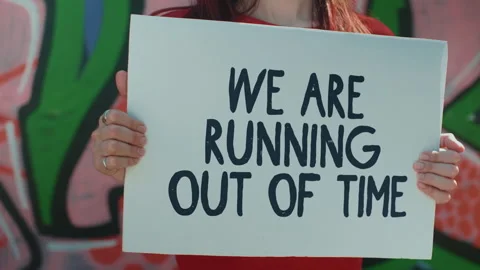 We are Running Out of Time - poster, banner, slogan. one-person protest protest 스톡 동영상 133755948