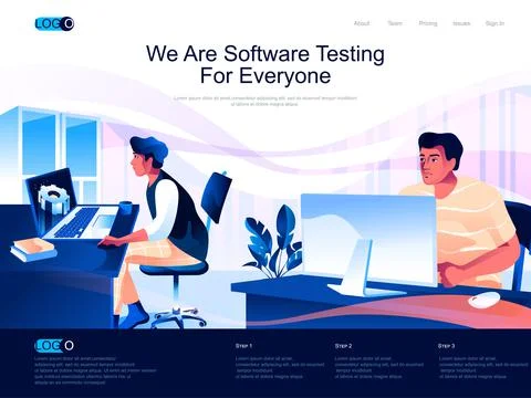 We are Software Testing for everyone isometric landing page. 스톡 일러스트