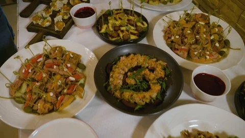 We arrange buffet snacks 03 Stock-Footage 101879911