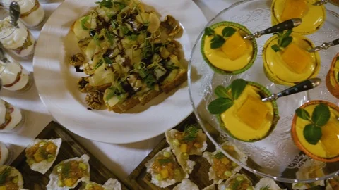 We arrange buffet snacks 05 Stock Footage 101880018