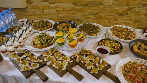 We arrange buffet snacks 08 Stock Footage 101880155
