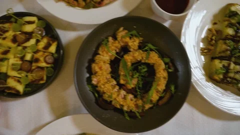 We arrange buffet snacks 09 Stock Footage 101880196