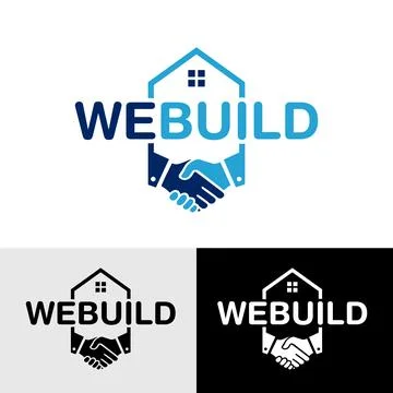 WE BUILD logo showcasing Real estate partnership and construction logo design Stock Illustration