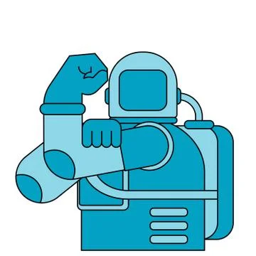 We can do it astronaut symbol power female. spaceman showing fist isolated. c Ilustración de archivo