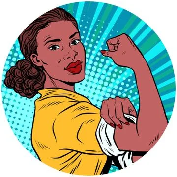 We can do it black woman African American pop art avatar charact Ilustración de archivo