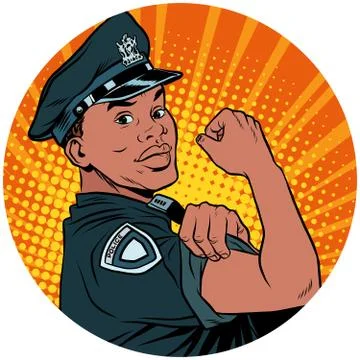 We can do it black policeman African American pop art avatar cha Ilustración de archivo