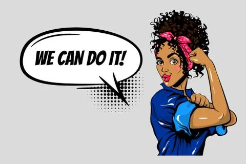 We can do it black woman girl power pop art Ilustración de archivo