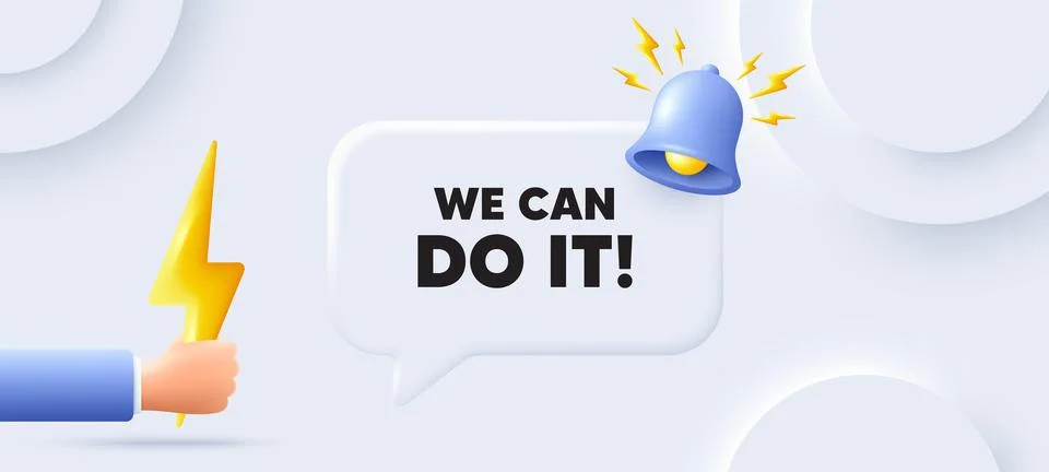 We can do it motivation quote. Motivational slogan. Neumorphic background Ilustración de archivo