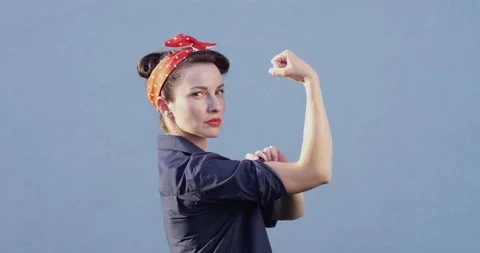 We can do it Pop Art Strong Female Showing Women Power with a Fist Vídeos de archivo 158721828