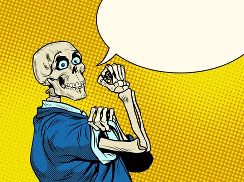 We Can Do It The positive skeleton of a businessman. Good business, positive Ilustración de archivo