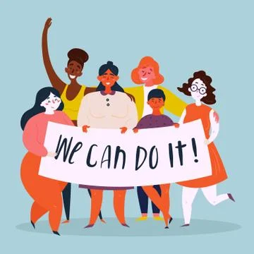 We can do it poster. Woman rights, empowerment Stock Illustration